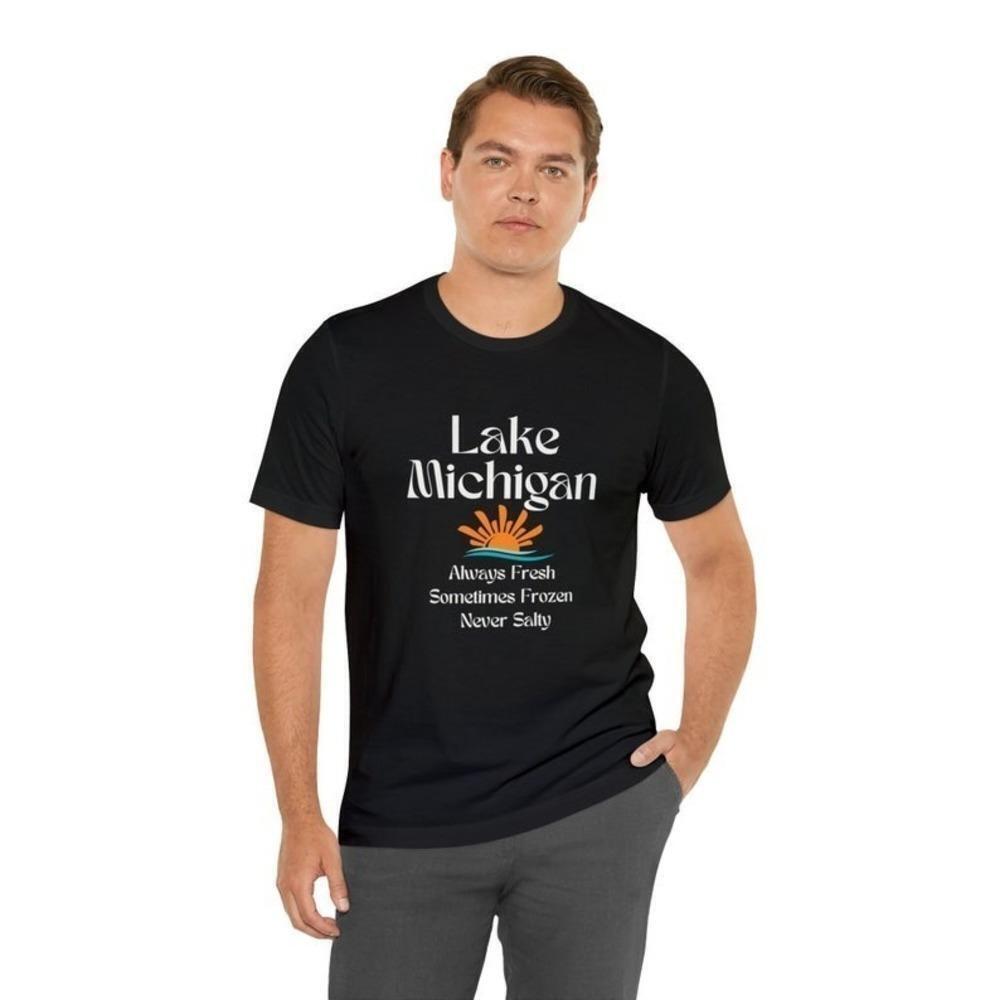 Lake Michigan Sunset Graphic Great Lakes Nature Travel Gift T-Shirt